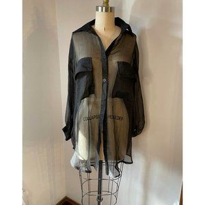 Sheer Black Button Up